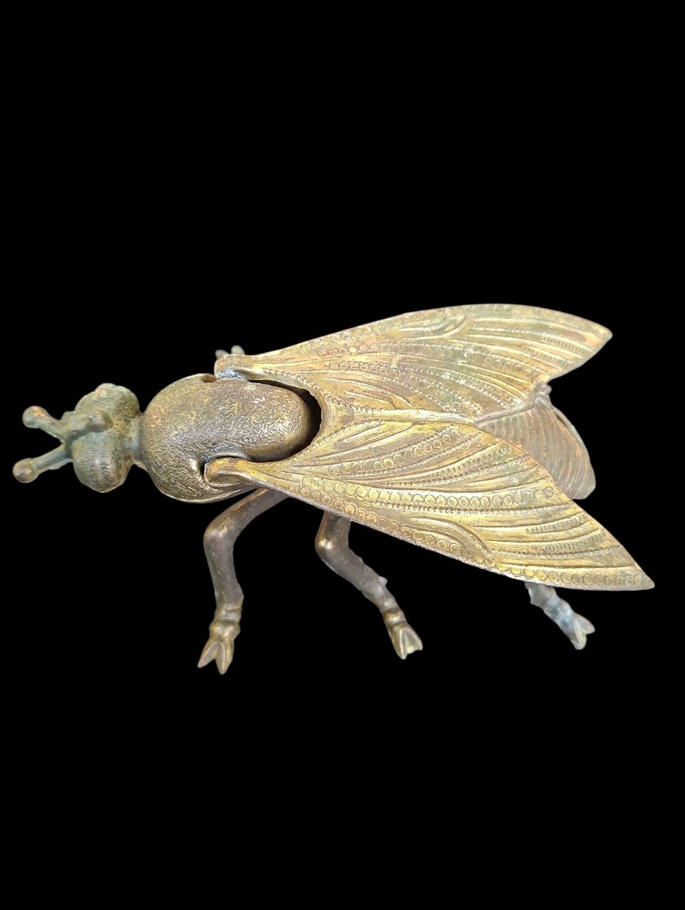 Vintage Brass Fly Tobacciana Ashtray Super Detailed Bug Trinket Box Insect Wasp